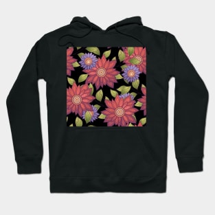 Colorful Print with Abstract Flowers Hoodie